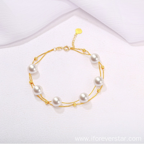 Double Layered Pearl Bracelet 18k gold